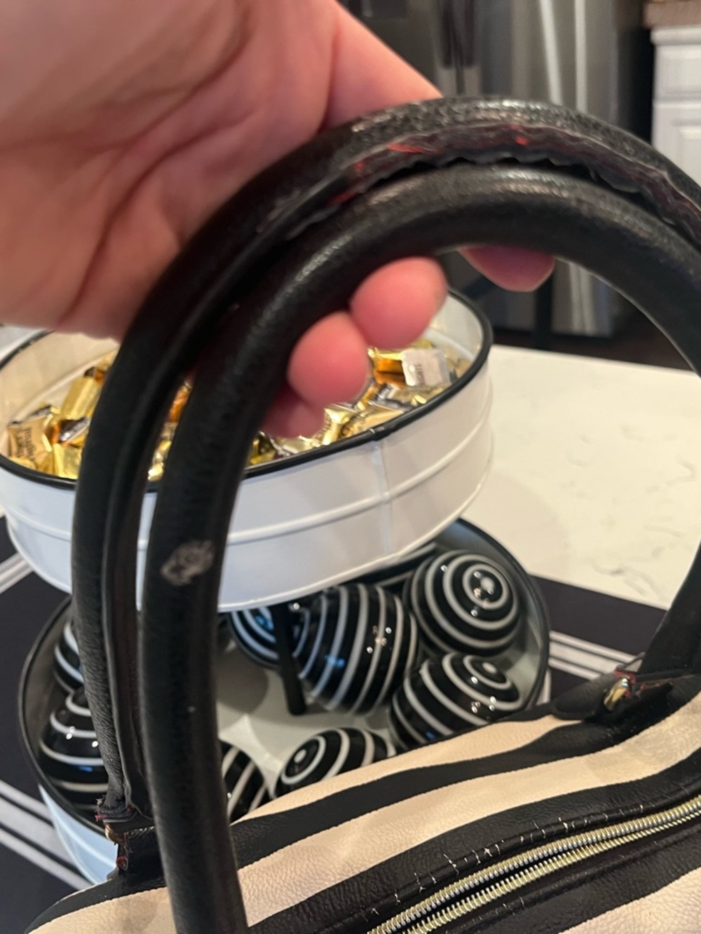 Betsey Johnson Black and Hot Pink Striped Satchel - Picture 13 of 14